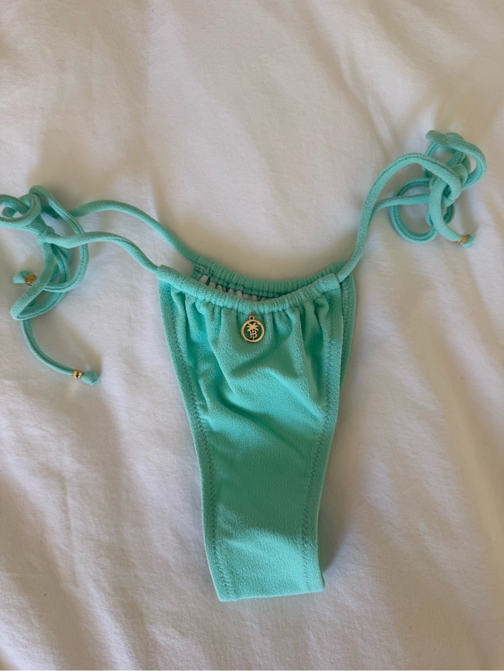 String Adjustable Bikini Bottom with Gold Charms